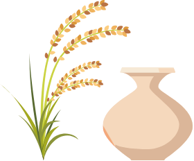 稲と土器 イラスト